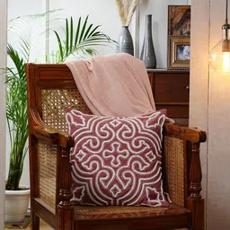 MASPAR Tranquil Essence Peach-colored Embroidered Cotton Square Cushion Cover-image-81