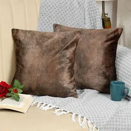 Florida Brown 2 Pieces Velvet Square Cushion Covers-23