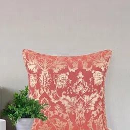 Home Red & Silver-Toned Printed Self Design Square Cushion Covers-13