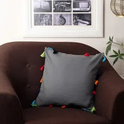 Lushomes Grey Solid Square Cushion Cover-58