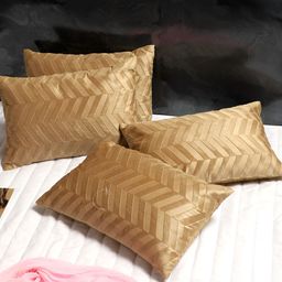 MFD HOME FURNISHING Brown 4 Pieces Velvet Rectangle Cushion Covers-image-60