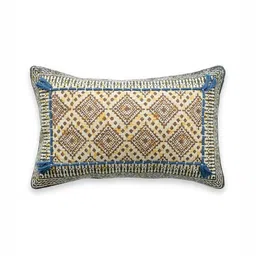 Art Avenue Brown & Blue Ethnic Motifs Printed Rectangle Cotton Cushion Cover-30
