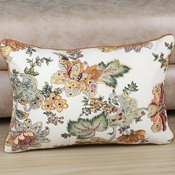 MFD HOME FURNISHING Beige & Orange Floral Rectangle Cotton Cushion Covers-image-52