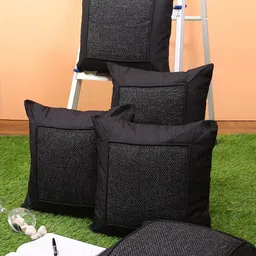ROMEE Black Set of 5 Square Cushion Covers-40