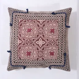 Art Avenue Maroon & Black Geometric Cotton Square Cushion Cover-40