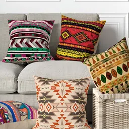 Aura Red & Beige 5 Pieces Digital Printed Square Cushion Covers-15