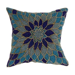 PURINA'S Blue & Gold-Toned Ethnic Motifs Square Cushion Cover-picture-36