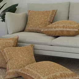 Kuber Industries Embossed Brown & Beige 5 Pieces Floral Square Cushion Covers-picture-5