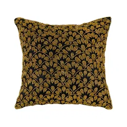 AIVIK Black & Gold-Toned Ethnic Motifs Embroidered Square Cushion Cover-image-41