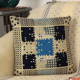 MFD HOME FURNISHING Beige & Blue Geometric Square Cushion Covers-picture-16