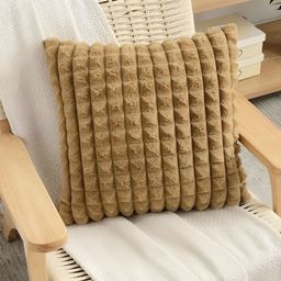 MONKDECOR Brown Checked Velvet Square Cushion Covers-image-78
