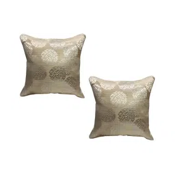 MONKDECOR Cream & Silver-Toned 2Pcs Floral Square Cushion Covers-image-33