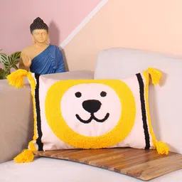 STITCHNEST Yellow & Black Embroidered Rectangle Cushion Cover-55
