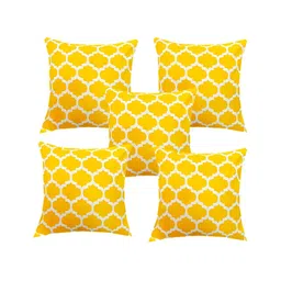 Pink Parrot Yellow & White 5 Pieces Geometric Square Cushion Covers-picture-13