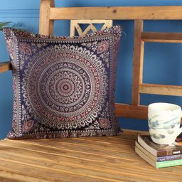 MFD HOME FURNISHING Blue & Gold-Toned Ethnic Motifs Square Cushion Covers-picture-34