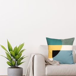 Home Green & White Geometric Square Cushion Cover-image-48