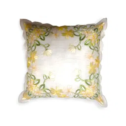 TANLOOMS Yellow & Cream-Coloured Floral Square Cushion Covers-image-57