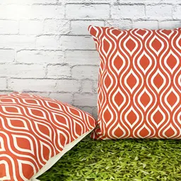 Pink Parrot Red & White 2 Pieces Geometric Printed Square Cushion Covers-image-14