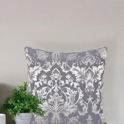 Home Blue & Silver-Toned Printed Self Design Square Cushion Covers-image-54