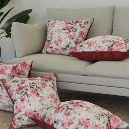 Kuber Industries Pink & Brown 5 Pieces Floral Square Silk Cushion Covers-56