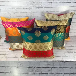 Pink Parrot Green & Orange 5 Pieces Ethnic Motifs Square Cushion Covers-image-68