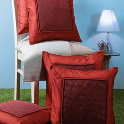 WEAVERS VILLA Maroon 5 Pieces Self Design Square Cushion Covers-picture-4