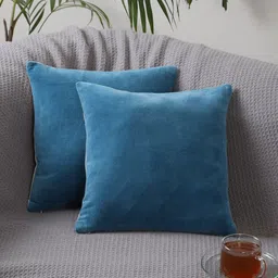Jamio Firati Blue & White 2 Pieces Velvet Square Cushion Covers-55