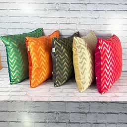Pink Parrot Green & Red 5 Pieces Geometric Square Cushion Covers-image-70