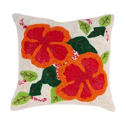 PURINA'S White & Orange Embellished Square Cushion Cover-image-80