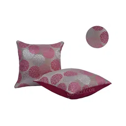MONKDECOR Pink & Silver-Toned 2Pcs Ethnic Motifs Square Cushion Covers-image-30