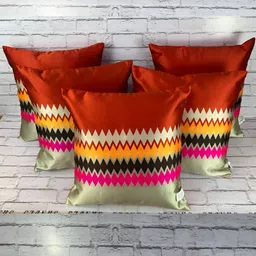 Pink Parrot Red & Black 5 Pieces Geometric Square Cushion Covers-9