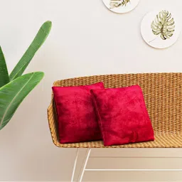 HAPPY HUES Red 2 Pieces Abstract Printed Square Cushion Covers-32