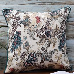 MFD HOME FURNISHING Off White & Brown Floral Square Cushion Cover-picture-6
