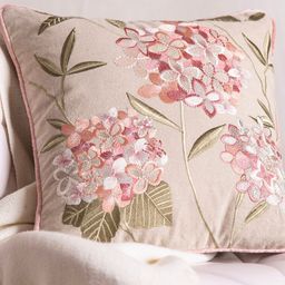 haus & kinder Beige Floral Embroidered Cotton Square Cushion Cover-image-36