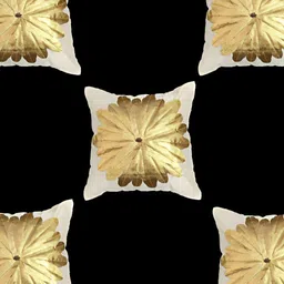 MONKDECOR Cream & Gold-Toned 5 Pieces Silk Floral Square Cushion Covers-17