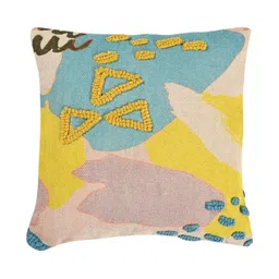 Art Avenue White & Turquoise Blue Geometric Cotton Square Cushion Cover-image-48