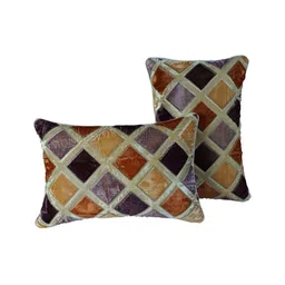 TANLOOMS Cream-Coloured & Brown 2Pcs Geometric Rectangle Cushion Covers-5
