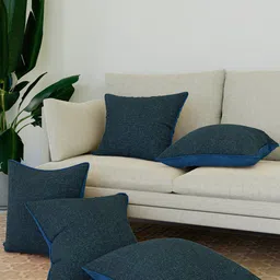Kuber Industries Blue 5 Pieces Square Jute Cushion Covers-21