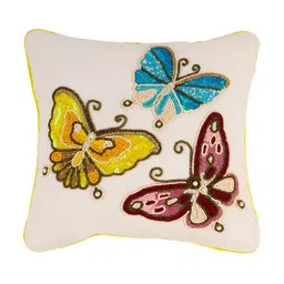 PURINA'S White & Yellow Ethnic Motifs Square Cushion Cover-13