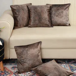 Florida Brown 5 Pieces Velvet Square Cushion Covers-52