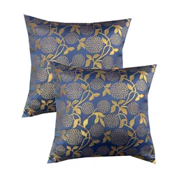 Pink Parrot Blue & Yellow 5 Pieces Floral Square Cushion Covers-image-55