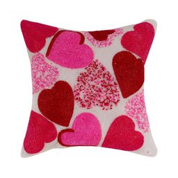 AIVIK White & Red Geometric Embellished Silk Square Cushion Cover-image-54