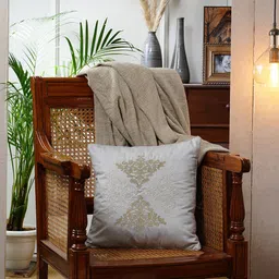 MASPAR Vintage Tranquil Essence Scrollable Tatting Beige Embroidered  Square Cushion Cover-image-82