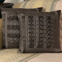 MFD HOME FURNISHING Grey Set of 2 Square Cushion Covers-picture-49
