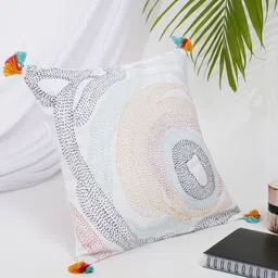 Fabindia White & Blue Geometric Rectangle Cushion Cover-23