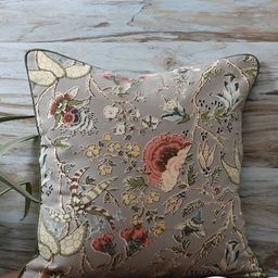 MFD HOME FURNISHING Grey & Orange Floral Square Cushion Cover-image-93