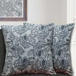 HOME COLORS.IN Black & White 2 Pcs Floral Square Cushion Covers-image-81