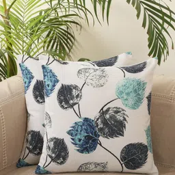 Jamio Firati Off White & Blue Set of 2 Square Cushion Covers-15