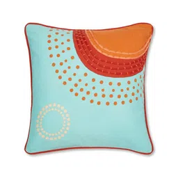 Fabindia Blue & Orange Geometric Cotton Square Cushion Covers-picture-48
