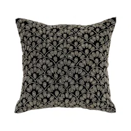 Aditya Impex Black & White Floral Embellished Silk Square Cushion Cover-picture-21